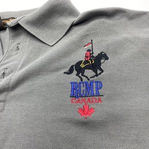Mountie RCMP Royal Canadian Mounted Police Grey Polo Shirt Men's Size Medium